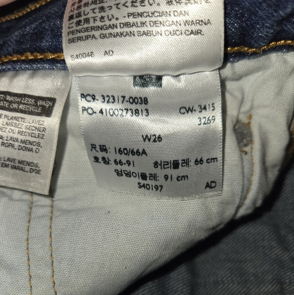 LEVI'S Premium 501 Shorts Button Fly High Rise denim BLUE frayed Women's Size W2 - Picture 7 of 7